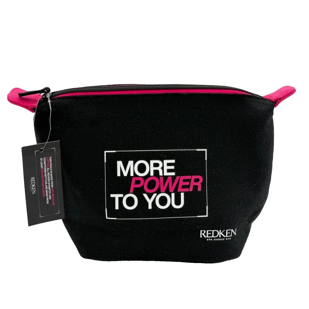 Redken More Power To You‎ Black Canvas Cosmetic Makeup Bag Travel Pouch NWT